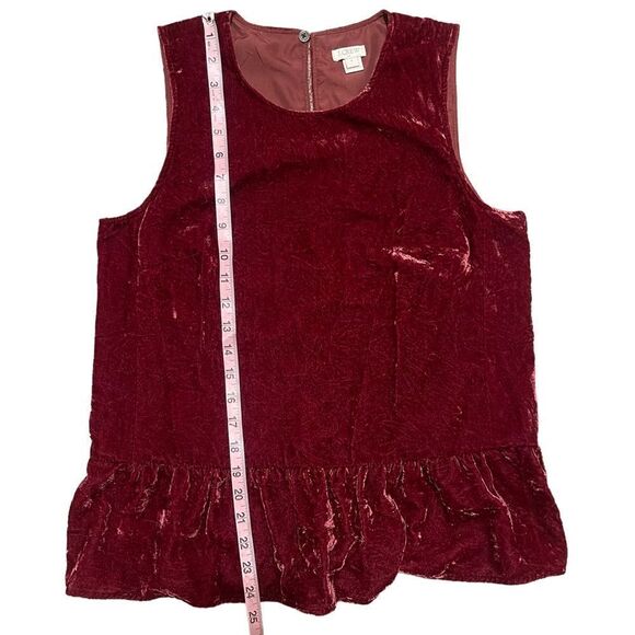 J.Crew Factory Red Velvet Peplum Top - Picture 7 of 11